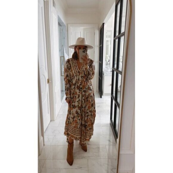 FREE PEOPLE Rows Of Roses Maxi Dress in Ivory Combo Size Medium - Picture 14 of 15